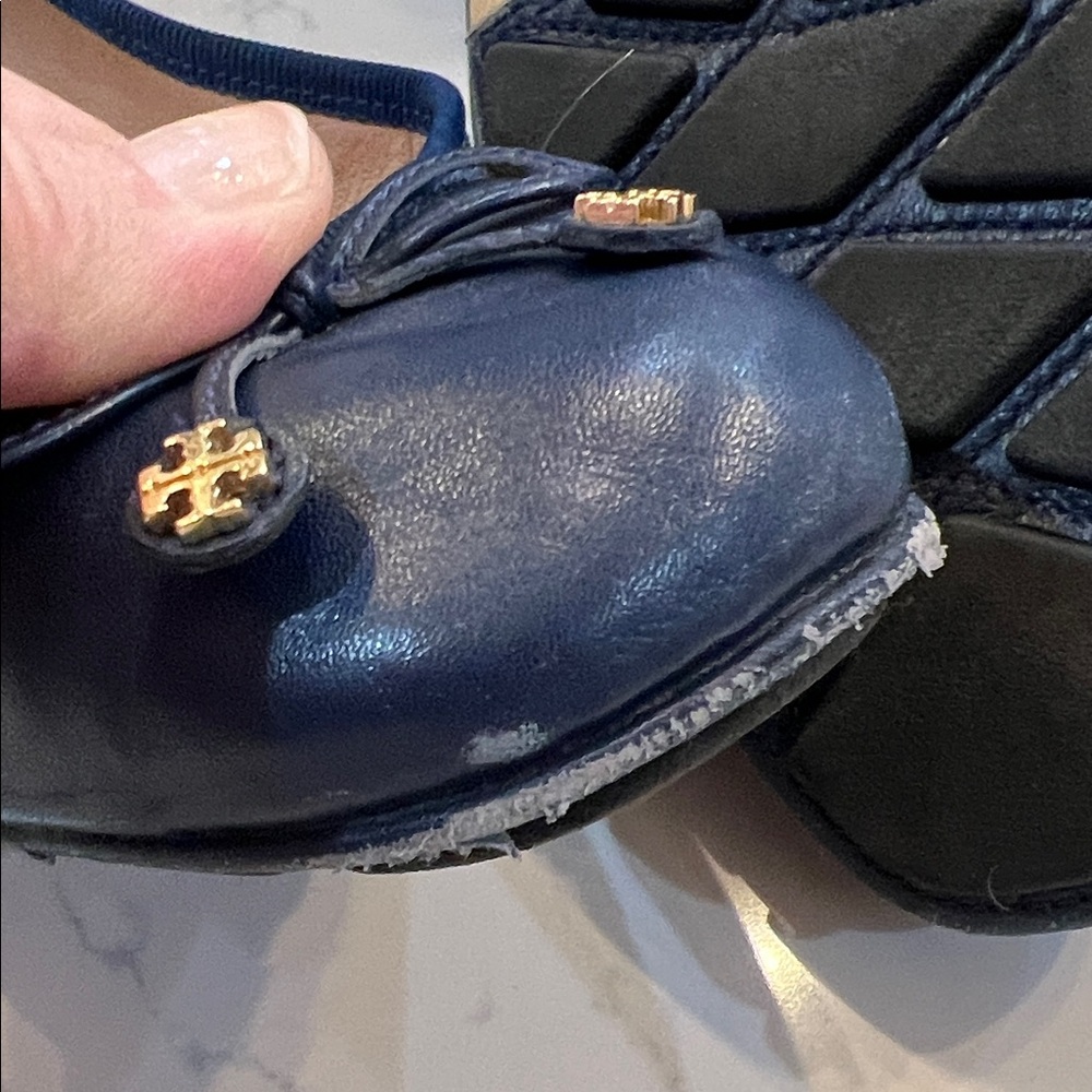 Tory Burch Navy Blue Flats with Gold Accents - Picture 5 of 5